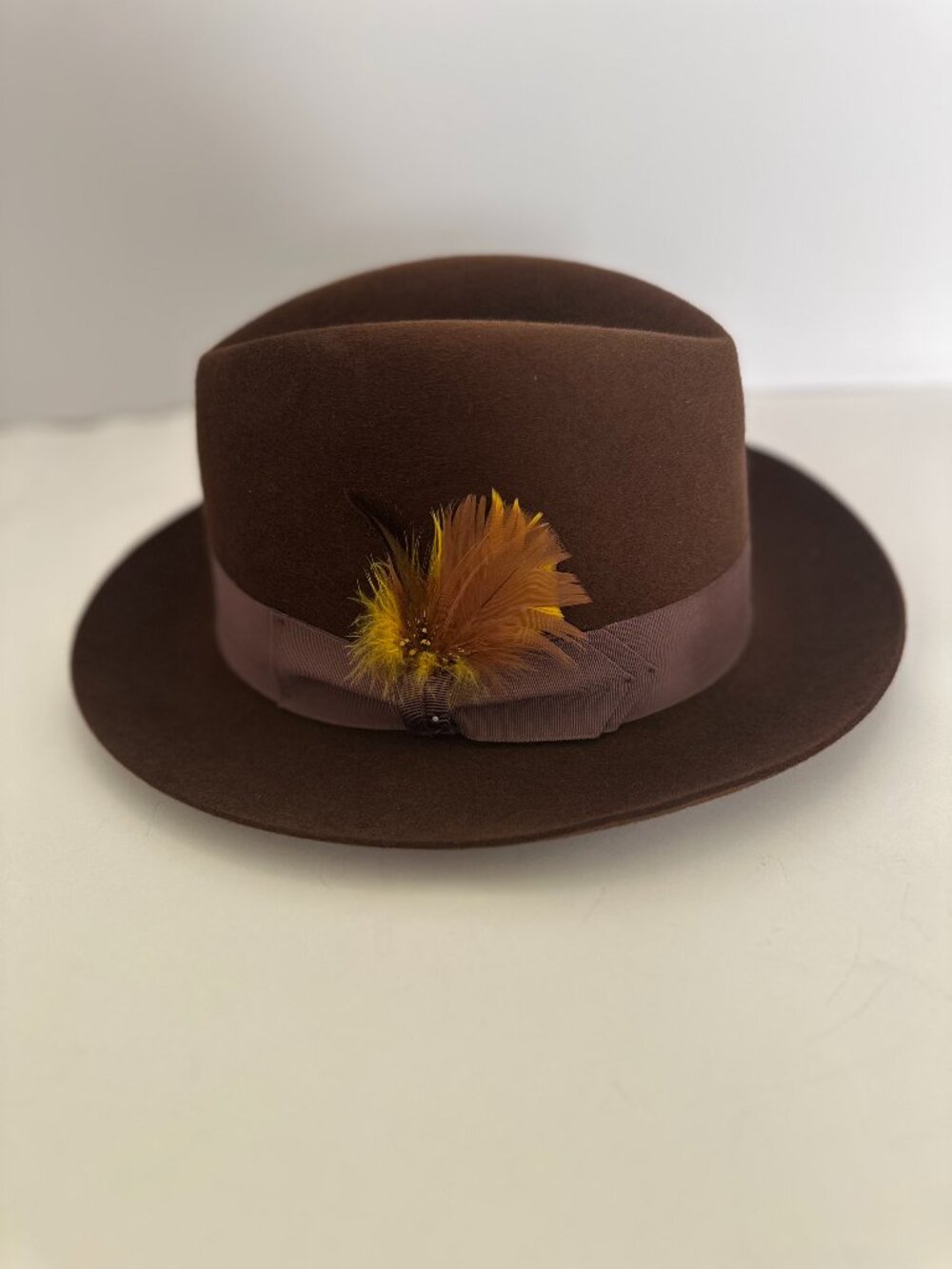Biltmore  Fedora Brown Lightweight with Feather Accent Size Small